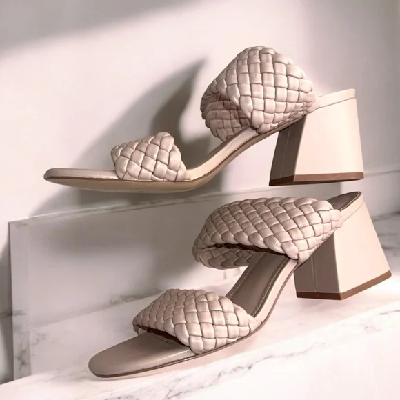 Steve Madden Daphne Braided Block Heel 10M Taupe - Picture 2 of 7